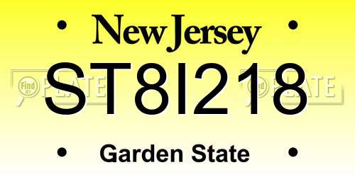 ST8I218 New Jersey License Plate