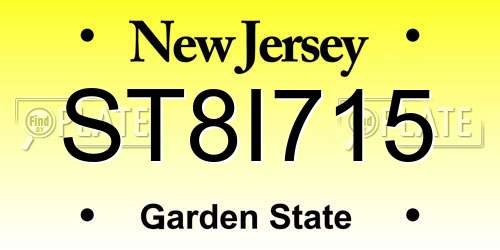 ST8I715 New Jersey License Plate
