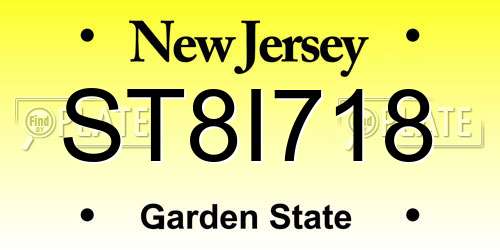 ST8I718 New Jersey License Plate