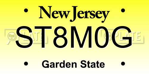 ST8M0G New Jersey License Plate