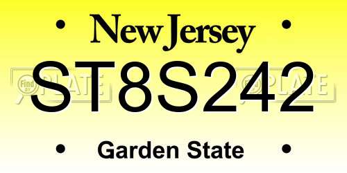ST8S242 New Jersey License Plate