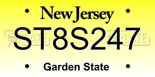 ST8S247 New Jersey License Plate