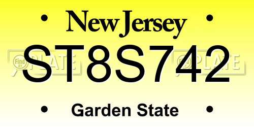 ST8S742 New Jersey License Plate