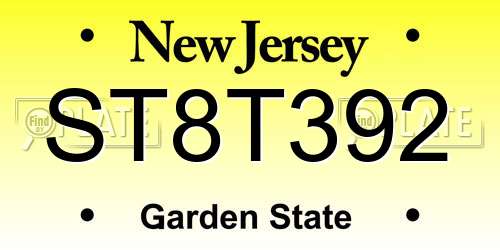 ST8T392 New Jersey License Plate