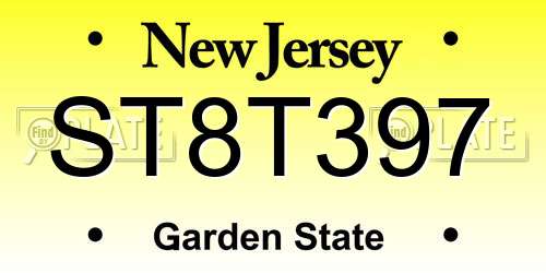 ST8T397 New Jersey License Plate