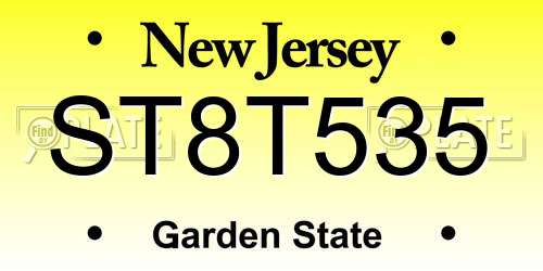 ST8T535 New Jersey License Plate