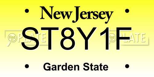 ST8Y1F New Jersey License Plate