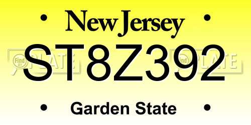 ST8Z392 New Jersey License Plate