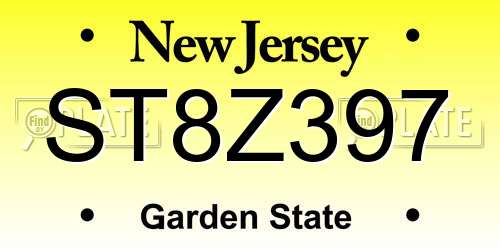 ST8Z397 New Jersey License Plate