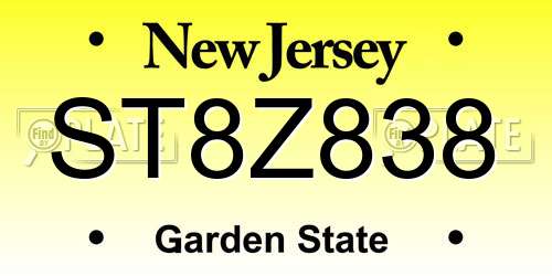 ST8Z838 New Jersey License Plate