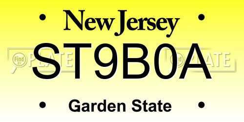 ST9B0A New Jersey License Plate