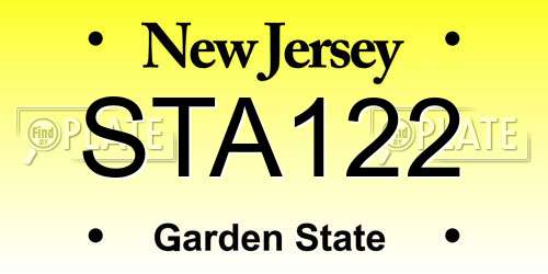 STA122 New Jersey License Plate