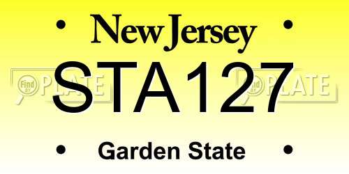 STA127 New Jersey License Plate