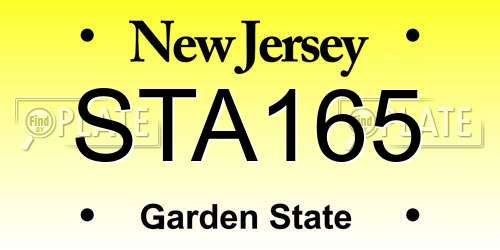 STA165 New Jersey License Plate