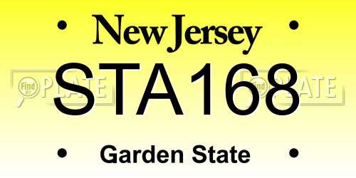 STA168 New Jersey License Plate