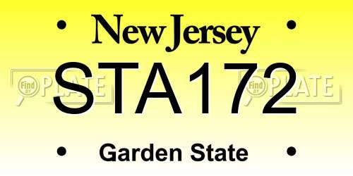 STA172 New Jersey License Plate