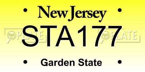 STA177 New Jersey License Plate