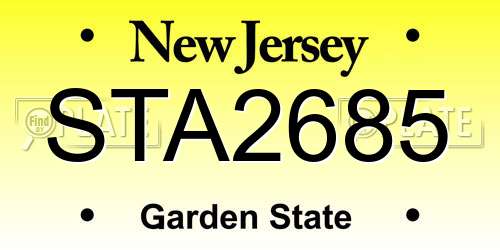 STA2685 New Jersey License Plate