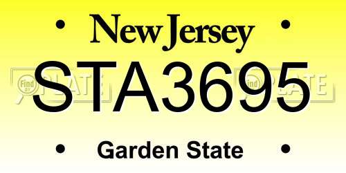 STA3695 New Jersey License Plate
