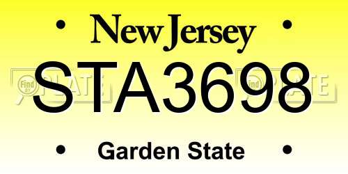 STA3698 New Jersey License Plate