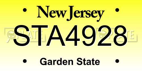 STA4928 New Jersey License Plate