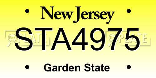 STA4975 New Jersey License Plate