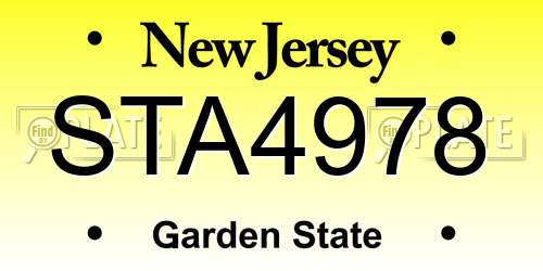 STA4978 New Jersey License Plate