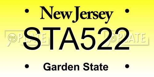 STA522 New Jersey License Plate