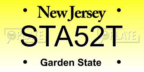 STA52T New Jersey License Plate