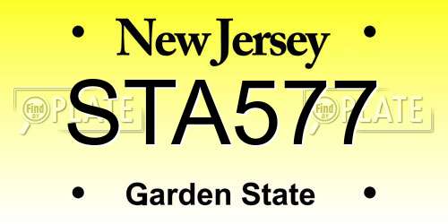 STA577 New Jersey License Plate
