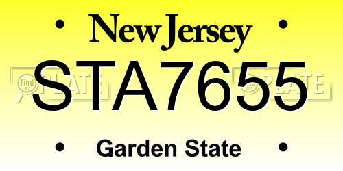 STA7655 New Jersey License Plate