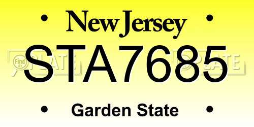 STA7685 New Jersey License Plate