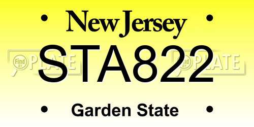 STA822 New Jersey License Plate