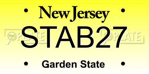 STAB27 New Jersey License Plate