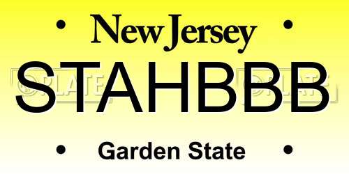 STAHBBB New Jersey License Plate