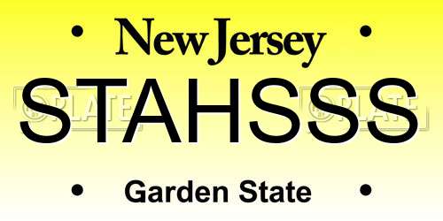 STAHSSS New Jersey License Plate
