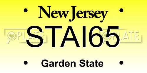 STAI65 New Jersey License Plate