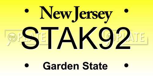 STAK92 New Jersey License Plate