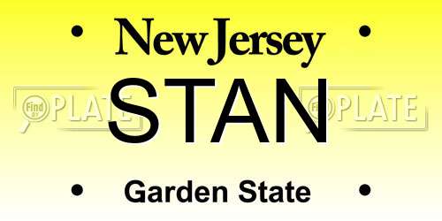 STAN New Jersey License Plate