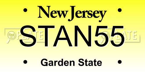 STAN55 New Jersey License Plate
