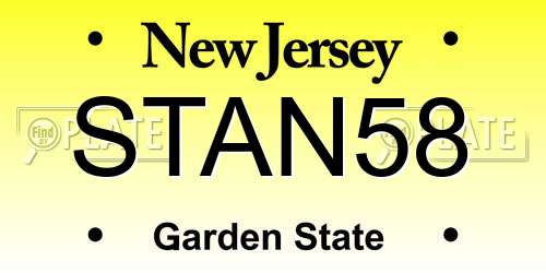 STAN58 New Jersey License Plate