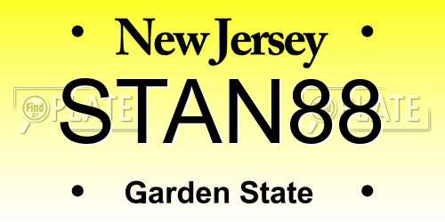 STAN88 New Jersey License Plate