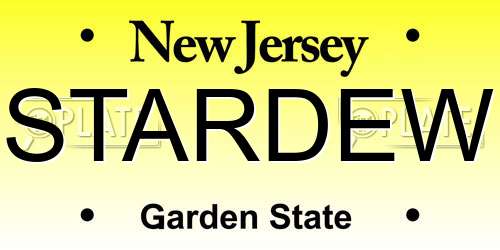 STARDEW New Jersey License Plate