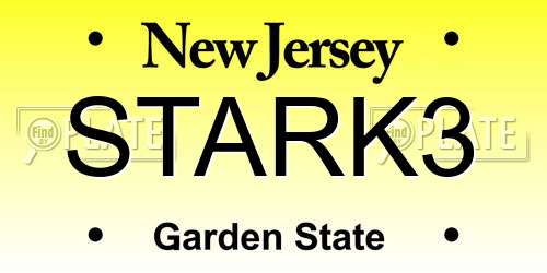 STARK3 New Jersey License Plate