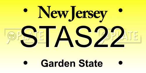 STAS22 New Jersey License Plate