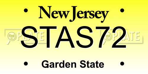 STAS72 New Jersey License Plate