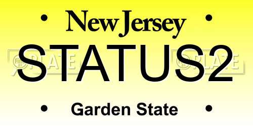 STATUS2 New Jersey License Plate