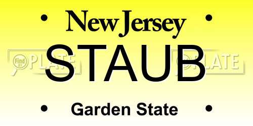 STAUB New Jersey License Plate