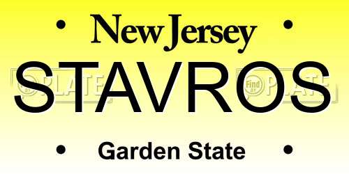STAVROS New Jersey License Plate
