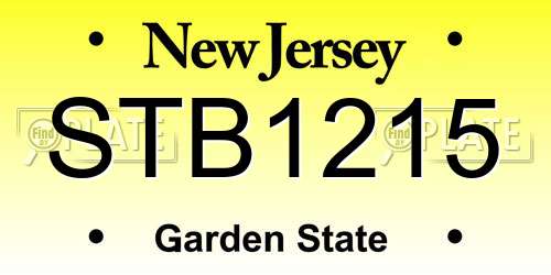 STB1215 New Jersey License Plate